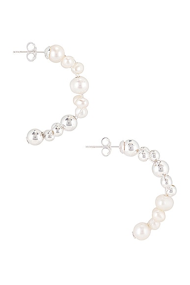 Shop Completedworks Freshwater Pearl Earrings In Sterling Silver