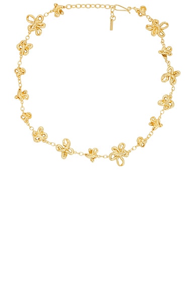Flower Necklace in Metallic Gold