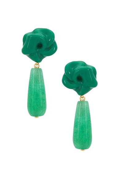 Shop Completedworks Chalcedony Bead Earring In Green 18k Gold Plate