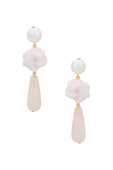 Shop Completedworks Freshwater Pearl & Rose Quartz Earring In Pink 18k Gold Plate