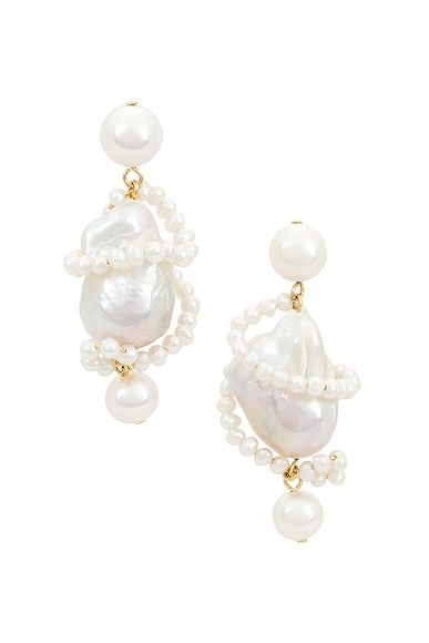 Completedworks Freshwater & Baroque Pearl Earring in 18k Gold Plate