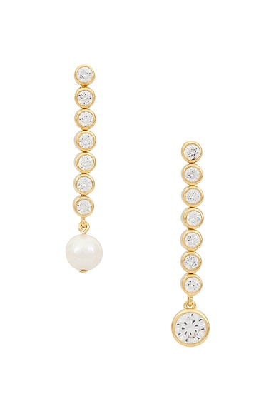 18k Gold Plated, Freshwater Pearl & Cubic Zirconia Earring