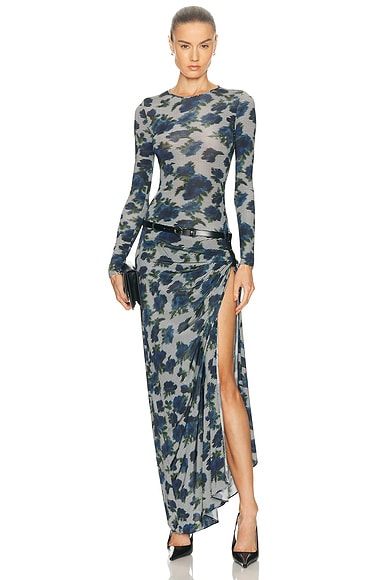 Coperni Suspended Ascii Dress in Print Blue