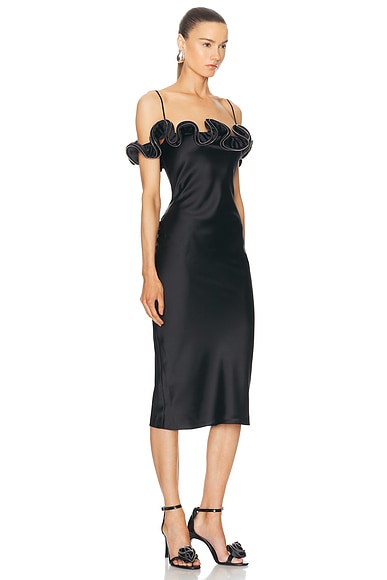 Shop Coperni Ruffle Zip Dress In Black