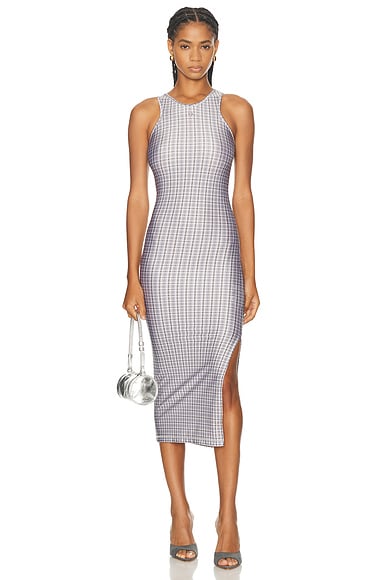 Coperni Tank Top Dress in Green & White Check