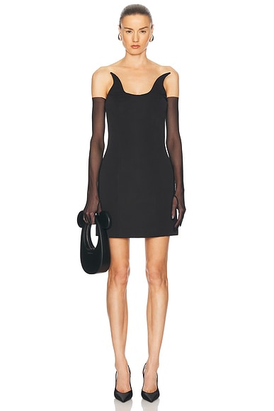 ワンピース Saint Laurent FW24 MINI DRESS (782641.Y76EO 2020 CHOCOLAT) Saint Laurent Velvet Off Shoulder Mini Dress in Black | FWRD