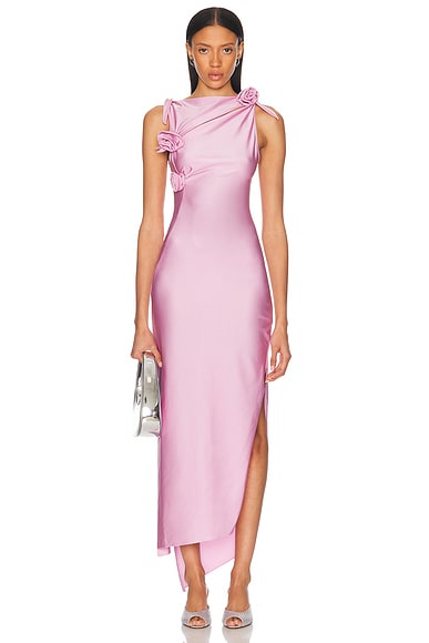 Coperni Asymmetric Flower Gown in Pink