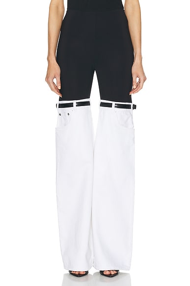 Shop Coperni Hybrid Denim Trouser In Black & White
