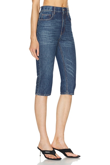 Shop Coperni High Waisted Cropped Skinny In Blue