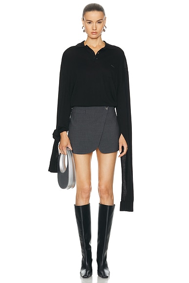 Shop Coperni Knotted Sleeves Polo Sweater In Black
