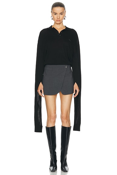 Shop Coperni Knotted Sleeves Polo Sweater In Black