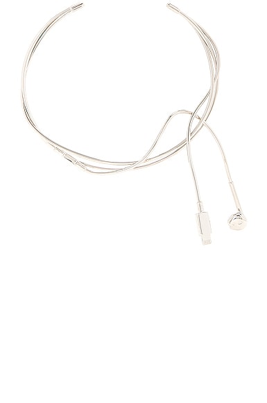 Coperni Headphone Necklace in Metallic Silver