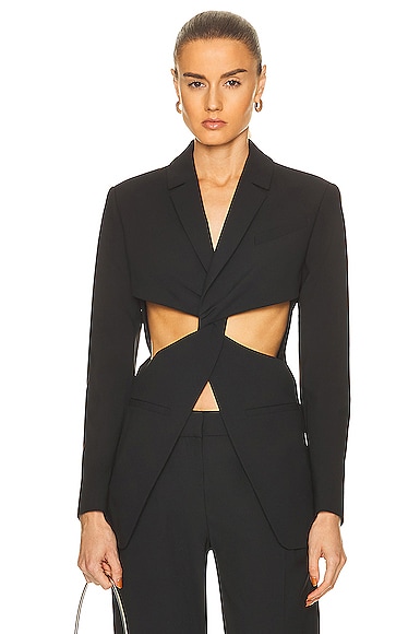 Coperni Twisted Cut Out Tailored Jacket in Black