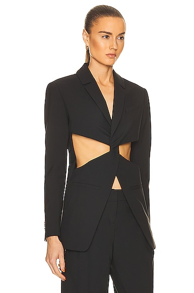 Shop Coperni Twisted Cut Out Tailored Jacket In Black