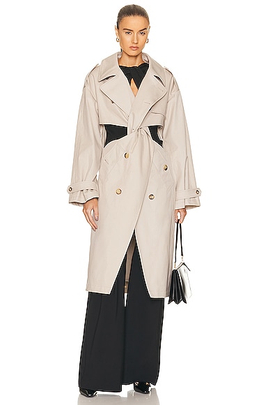 Coperni Twisted Cut Out Trench Coat in Neutral