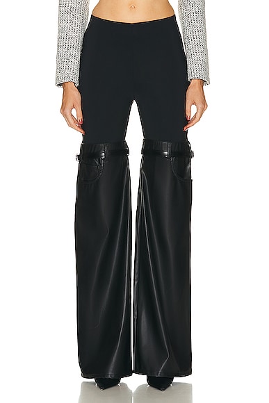 Shop Coperni Hybrid Flare Faux Leather Trouser In Black