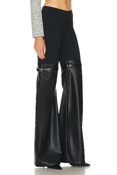 Shop Coperni Hybrid Flare Faux Leather Trouser In Black