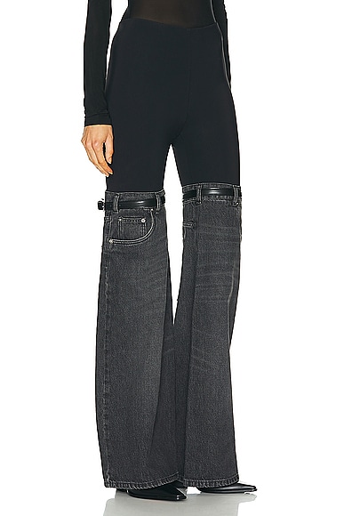 Shop Coperni Hybrid Denim Trousers In Black & Washed Black