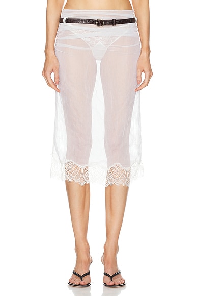 Shop Coperni Wrinkled Organza Belt Skirt In White