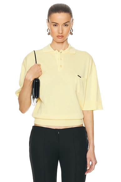 Knotted Short Sleeved Polo Top in Yellow