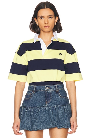 Coperni Striped Polo Top in Yellow & Blue