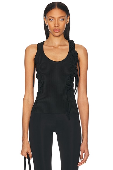 Coperni Knitted Ribbon Tank Top in Black