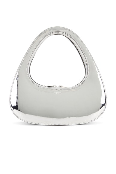 Coperni Mirrored Baguette Swipe Bag in Silver
