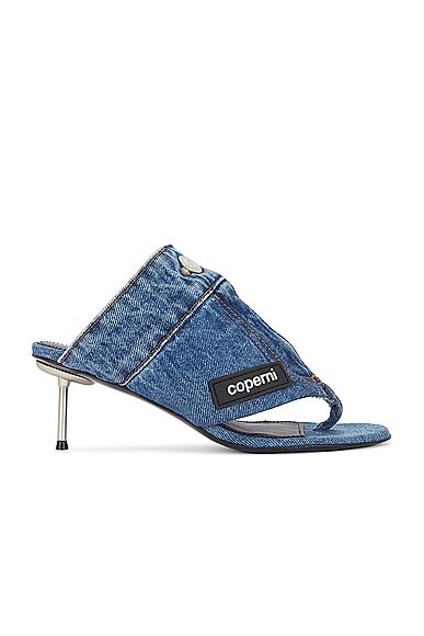 Coperni Denim Open Thong Sandal in Washed Blue