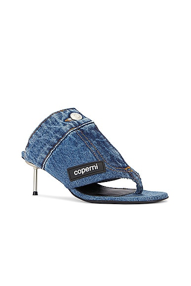 Shop Coperni Denim Open Thong Sandal In Washed Blue