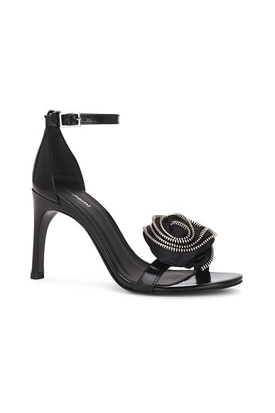 Shop Coperni Flower Single Strap Sandals In Black