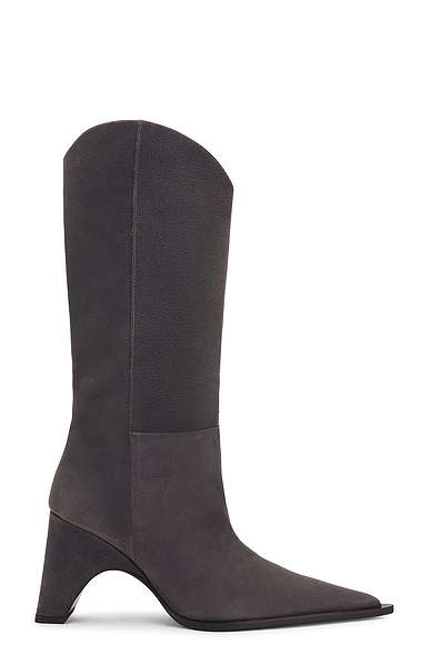 Fendi Cutwalk Croc Embossed Knee High Western Boots in Black FWRD