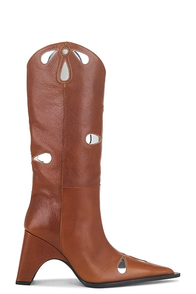 Fendi Logo Cowboy Boots in Brown | FWRD