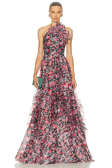 Carolina Herrera Halter Neck Gown in Pink Multi