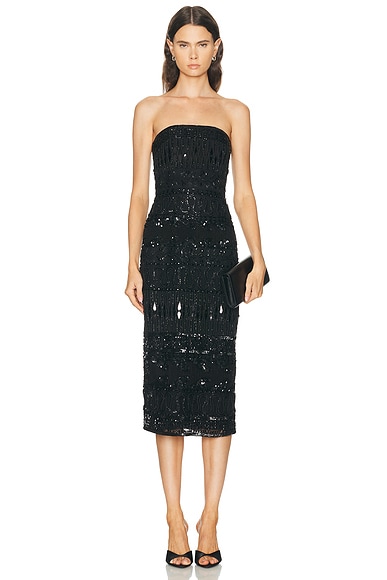 Embellished Strapless Midi Dress