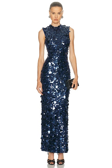 Carolina Herrera Sleeveless Gown in Dark Navy