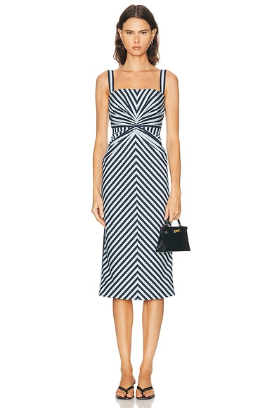 Carolina Herrera Slim Strap Pencil Dress in Cloudy Blue Midnight