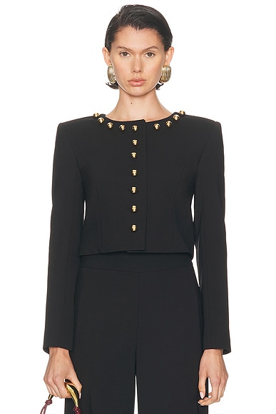 Carolina Herrera Collarless Cropped Jacket in Black