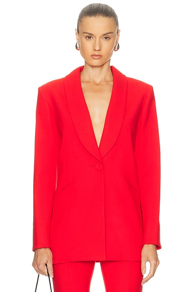 Carolina Herrera Single Breasted Blazer in Scarlet