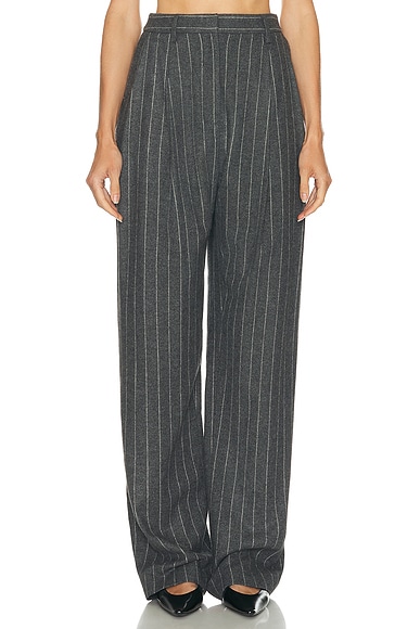 Carolina Herrera Pleated Pant in Charcoal Grey