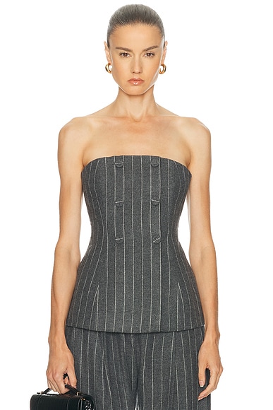 Carolina Herrera Double Breasted Top in Charcoal Grey
