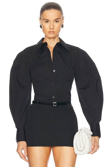 Carolina Herrera Full Sleeve Button Up Top in Black