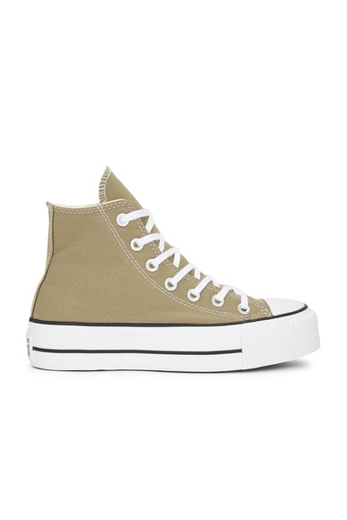 Converse Chuck Taylor All Star Lift High Top in Mossy Sloth, White, & Black
