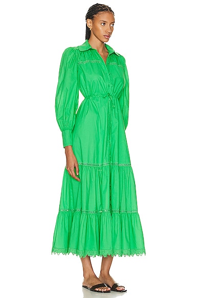 Shop Charo Ruiz Lotus Long Dress In Solid Green