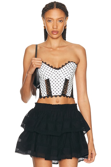 Charo Ruiz Ibiza Flare Top in White Dots