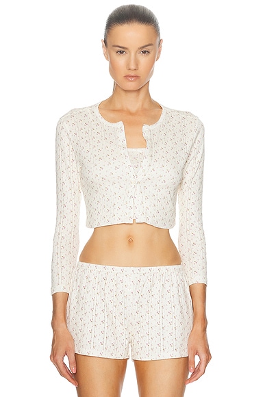 Cou Cou Intimates The Cropped Cardigan in English Rose