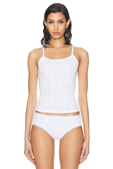 Cou Cou Intimates The Regular Picot Tank Top in White