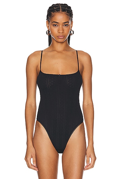Shop Cou Cou Intimates The Pointelle Bodysuit In Black
