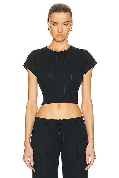 Shop Cou Cou Intimates The Cropped Baby Tee In Black