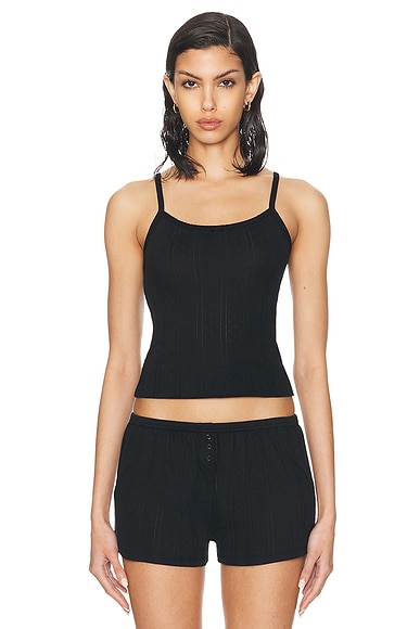 Cou Cou Intimates The Picot Tank Top in Black