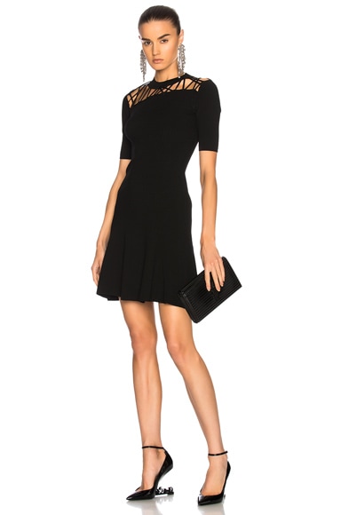 Fractured Lacing Short Sleeve Flare Dress